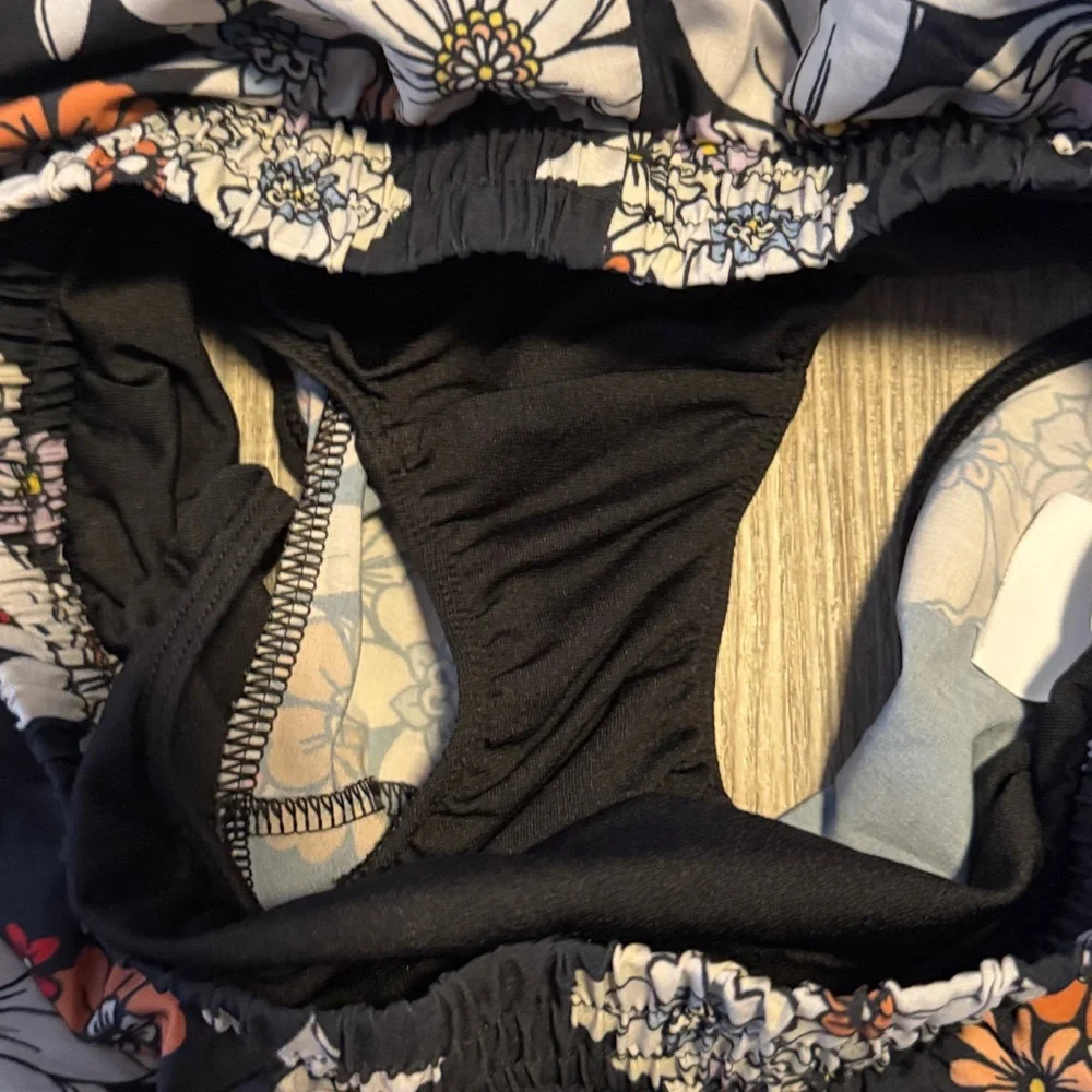 Girl’s DSG Black Floral Athletic Shorts with White & Orange Flowers